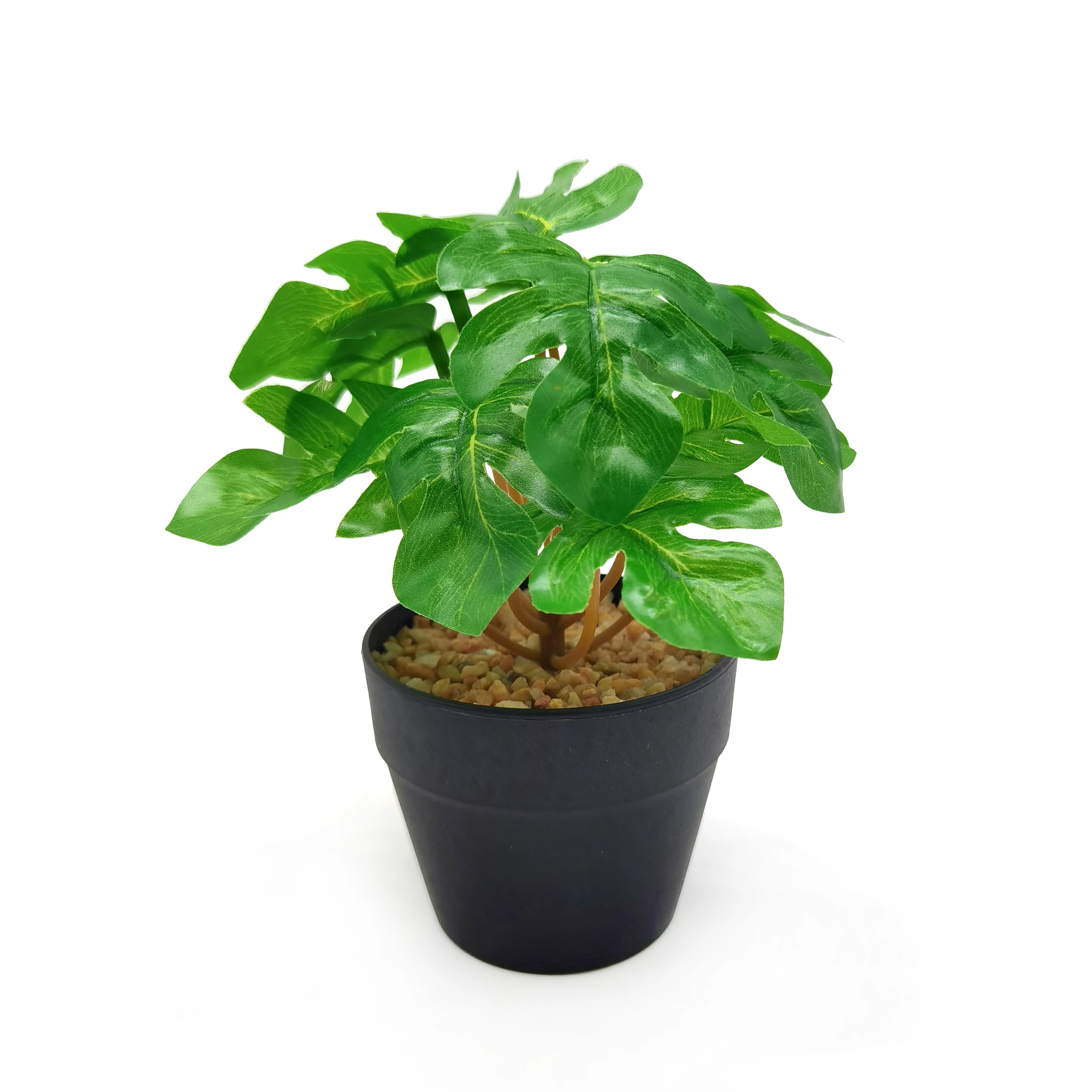 Cheap price artificial plants greenery bonsai green plant in plastic pot potted faux hydroponic plants for home decor