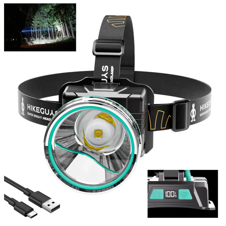 LED Headlamp with Sensor, 5 Modes 10W Super Bright Headlight with Power Display Rechargeable Adjustable Zoom for Camping Home