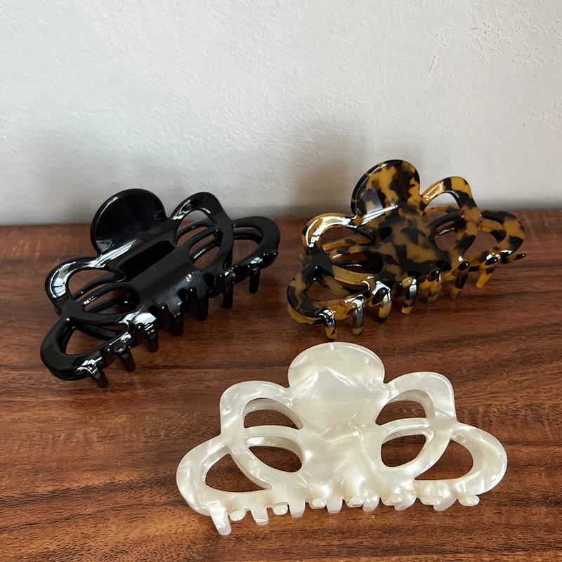 DOWELL wholesale french retro hollow hair accessories acetate large hair claw clips
