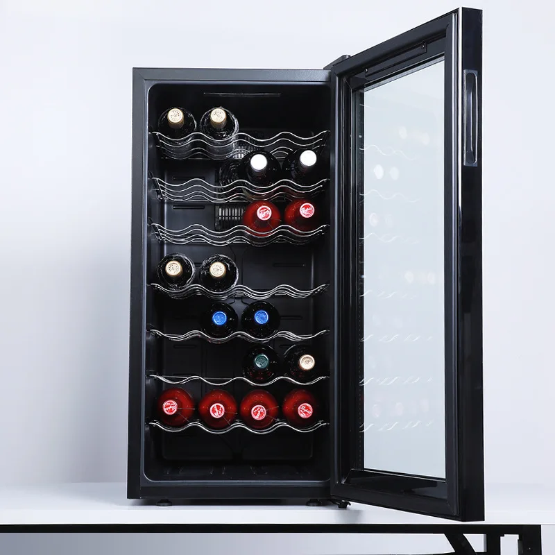 32-Bottle Low Noise Wine Cooler with No Fog Feature Glass Door Refrigerator for Wine & Beverages