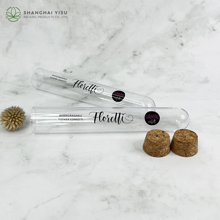 Wholesale packaging clear plastic Cork test tube with wood rack