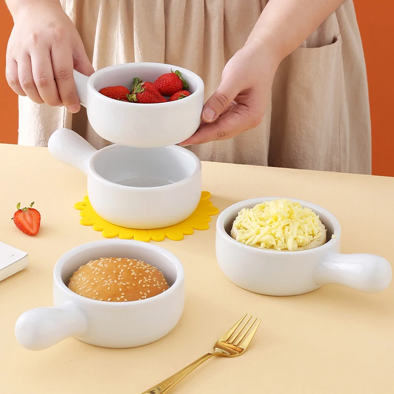 Ceramic cereal breakfast bowl  Onion Soup Bowls with Handles