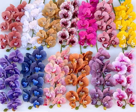 15 Head Long Stem Artificia Phalaenopsis Real Touch Orchid Flowers Branches
