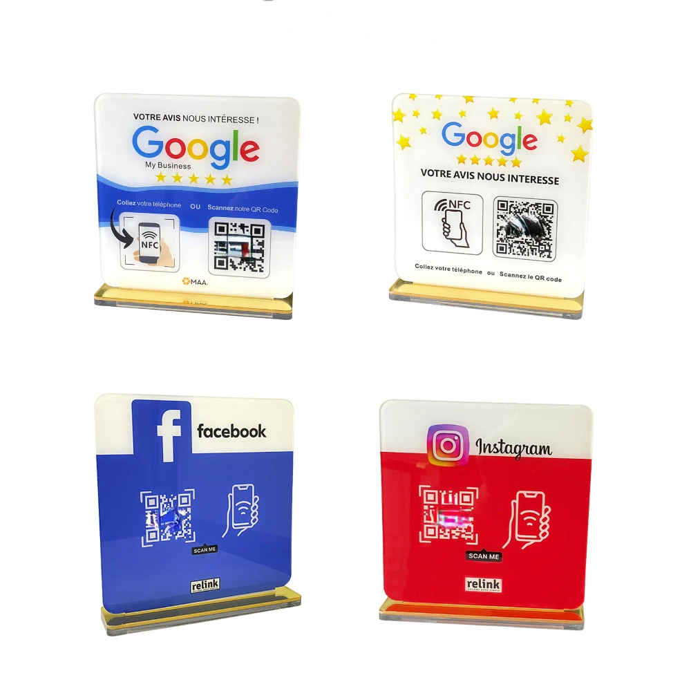 NFC чип Google обзор наклейки NTAG 213/215/216 акриловый Код меню Бесконтактный знак социальные медиа обзорная табличка