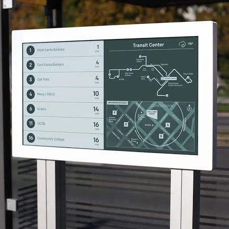 Smart paper book e-reader e-ink color display, outdoor bus stop station electronic book readers