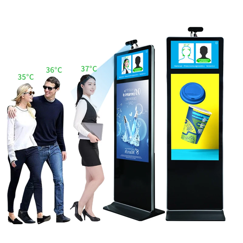 Киоск с двойным экраном цифровой киоск вывесками и дисплеем рекламный дисплей для проигрывателей датчиком температуры