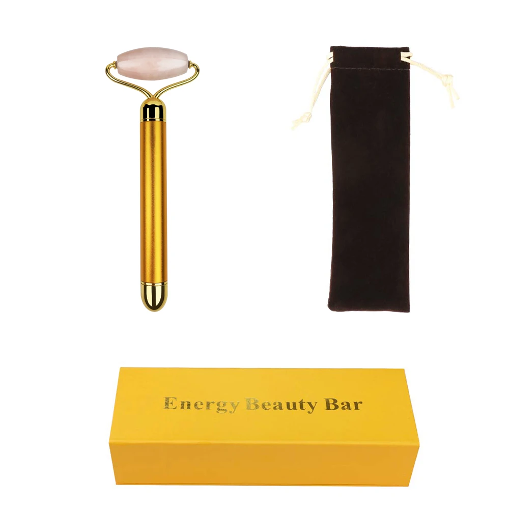 100% Natural Rose Quartz Electric Jade Roller Facial Massager for Face Massage