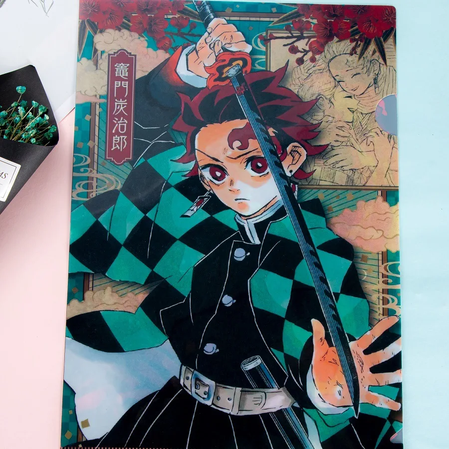 Demon Slayer File Bag Kimetsu no Yaiba Cartoon Document Holder For Student Office Anime File Pocket