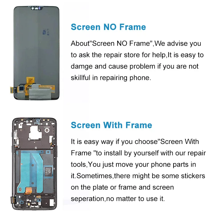 
6.28 inch Original For Oneplus 6 Optic AMOLED LCD Screen Display Touch Panel Digitizer Frame For One Plus 6 LCD Repair Parts 