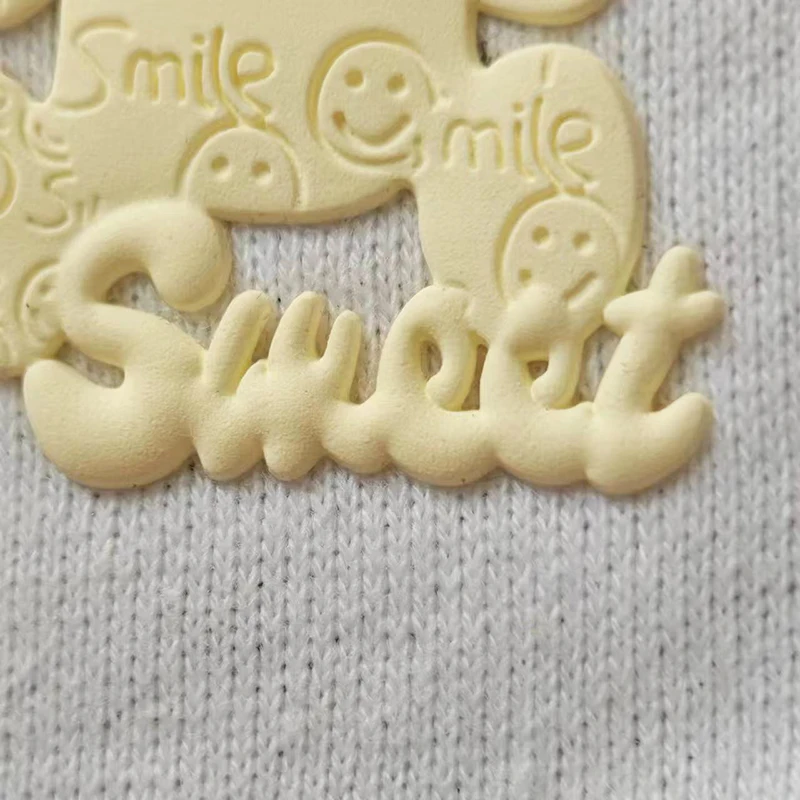 Wholesale Custom Clothing Heat Transfer Printing Label TPU 3d Embossed Silicone Logo Printing PVC Badge for T-shirts Pp Bag