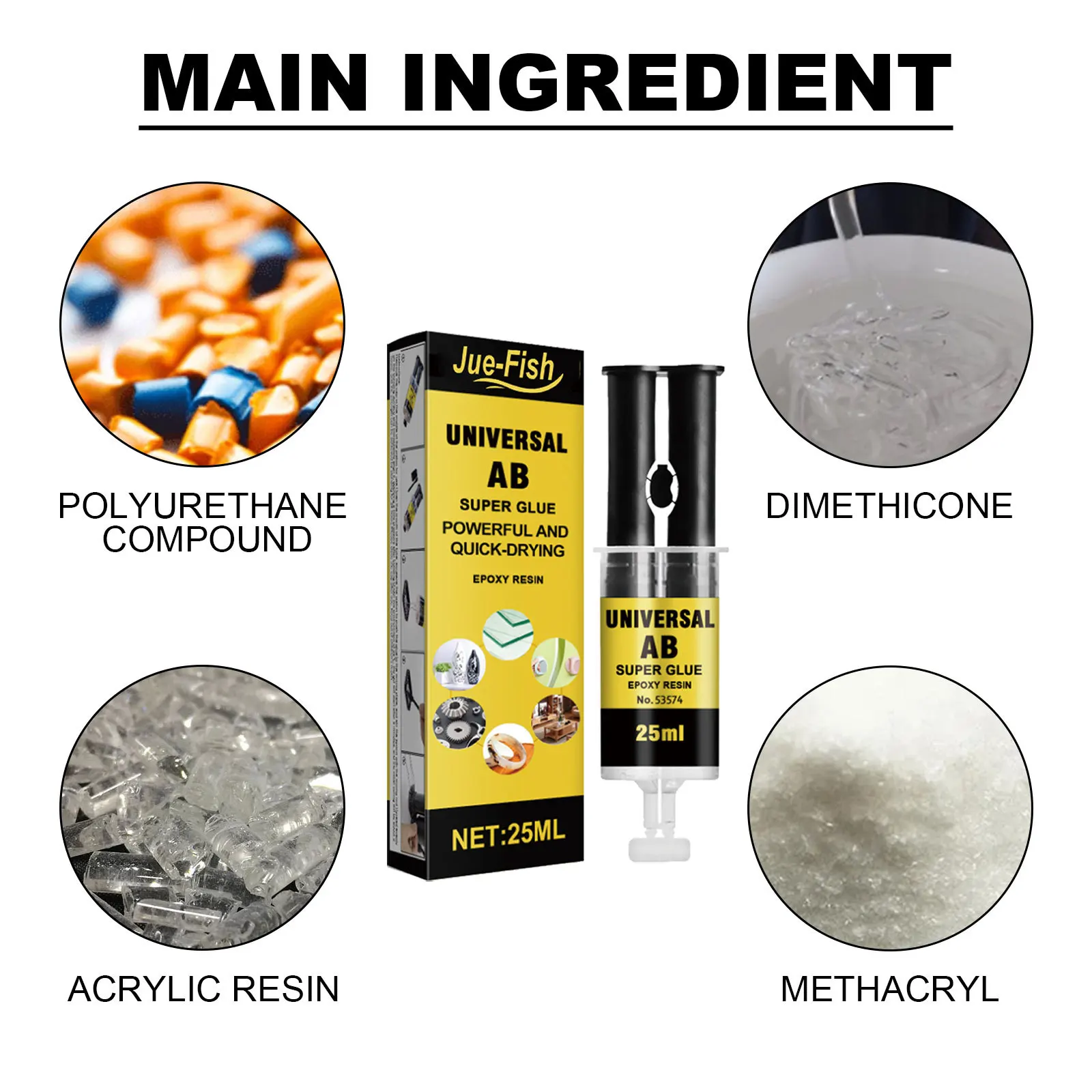 Jue-Fish casting adhesive Epoxy resin AB adhesive waterproof and high temperature resistant multi-functional metal crack repair