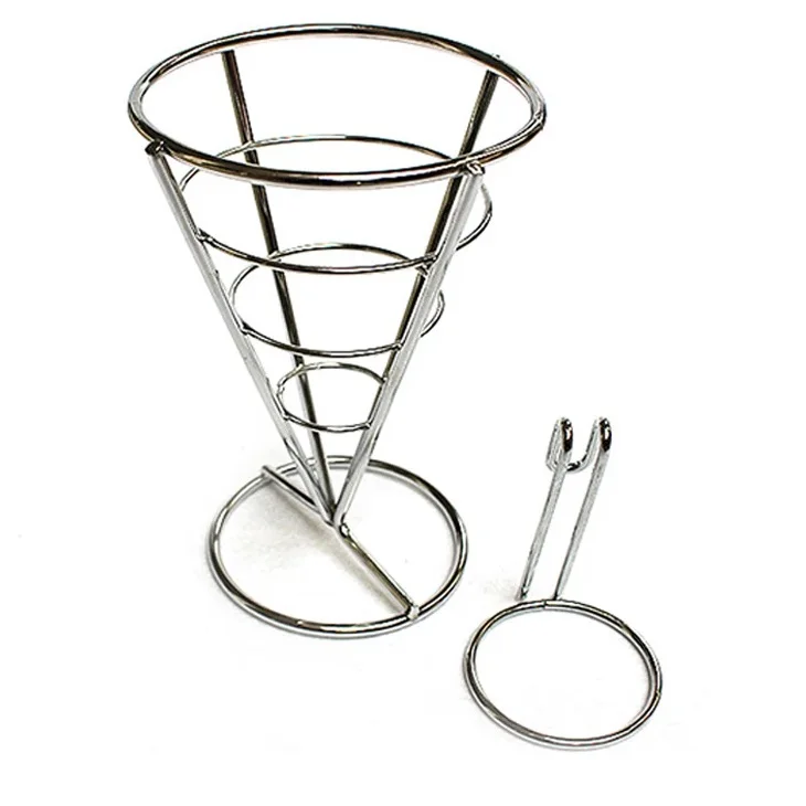 Stainless steel French Fry Stand Cone Basket Holder for Fries Fish and Chips