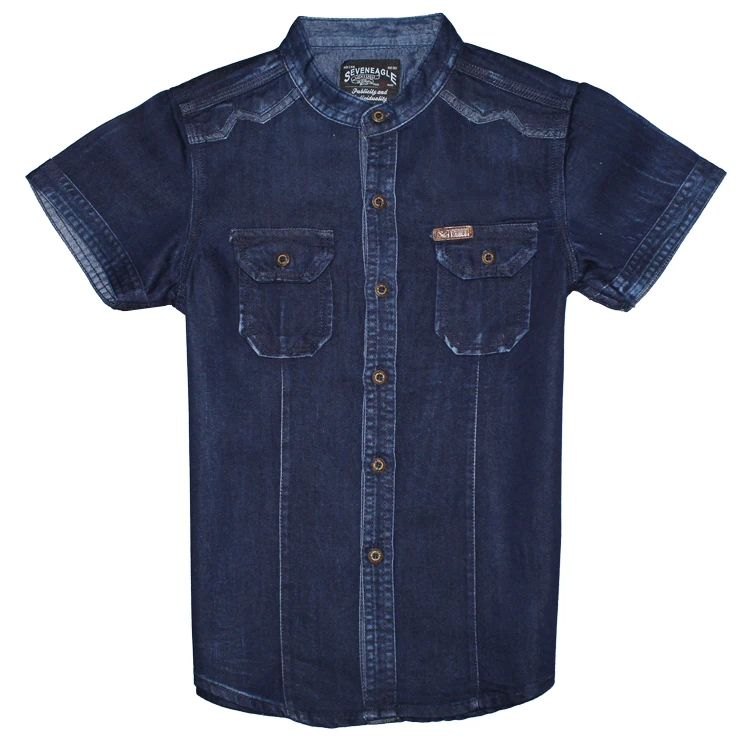 
Model Number 6C238408 Hot Sale Summer Kids Denim Shirt Solid Short Sleeve Simple Boy Denim Shirt For Kids 