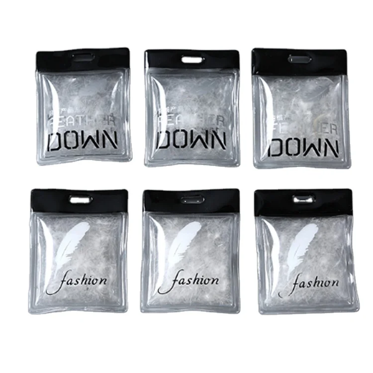 DP140 Custom Black Square Clothing Down Ball PVC Material Tag Hot Sale Printing Brand Name Plastic Down Jacket Hang Tags
