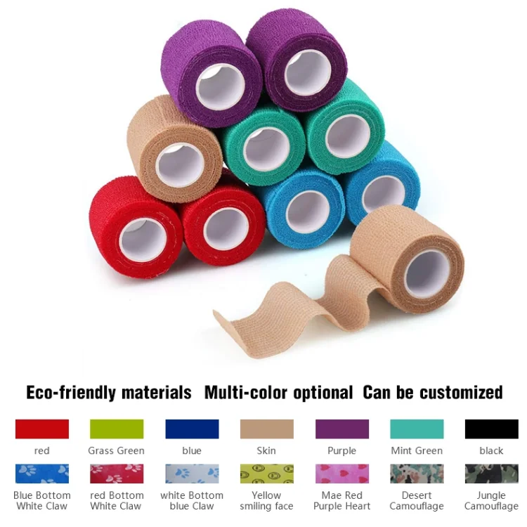 
Free Sample CE Standard Self Adherent Cohesive Bandages, Adhesive Elastic Bandage With Multicolor (OEM Welcome) 