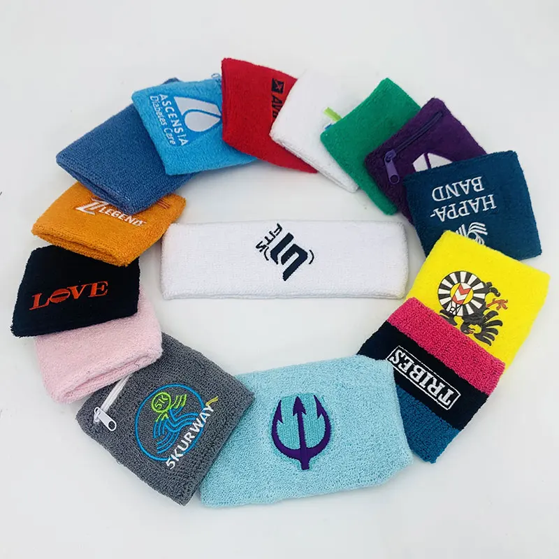 Cheap Factory Sport Sweatband With Logo Printed Embroidered Cotton Custom Wristbands Women And Men (1600295332824)