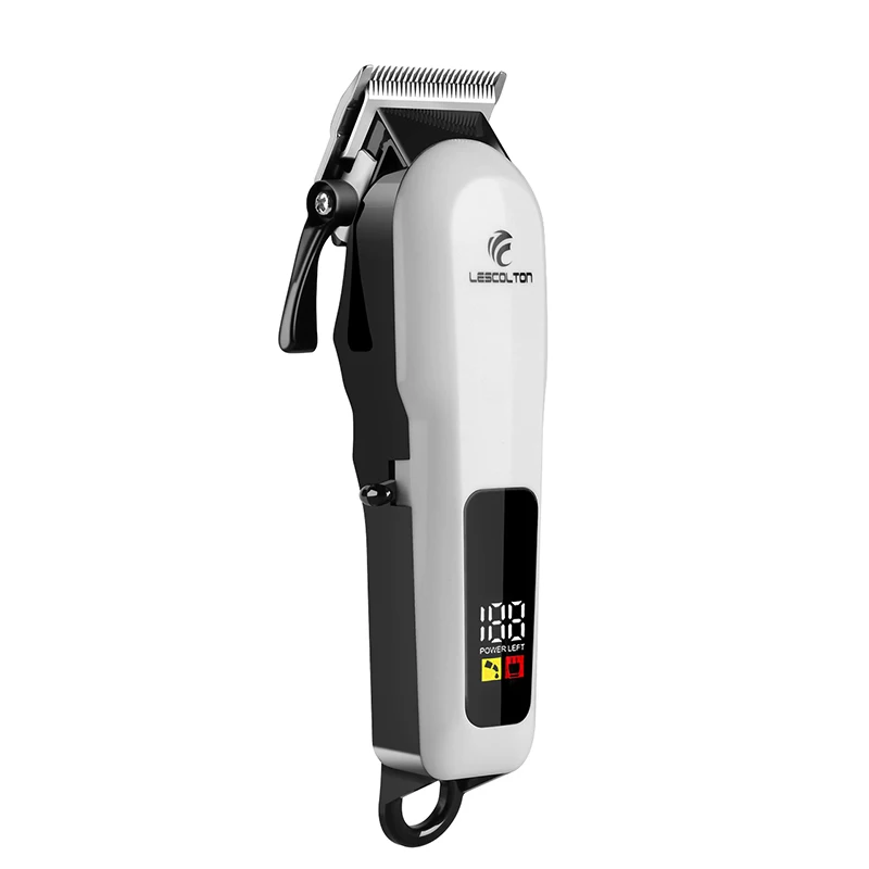 Lescolton Private Label Electric Cordless Led Smart Digital Display Barber Trimmer barbing machine electric hair clipper