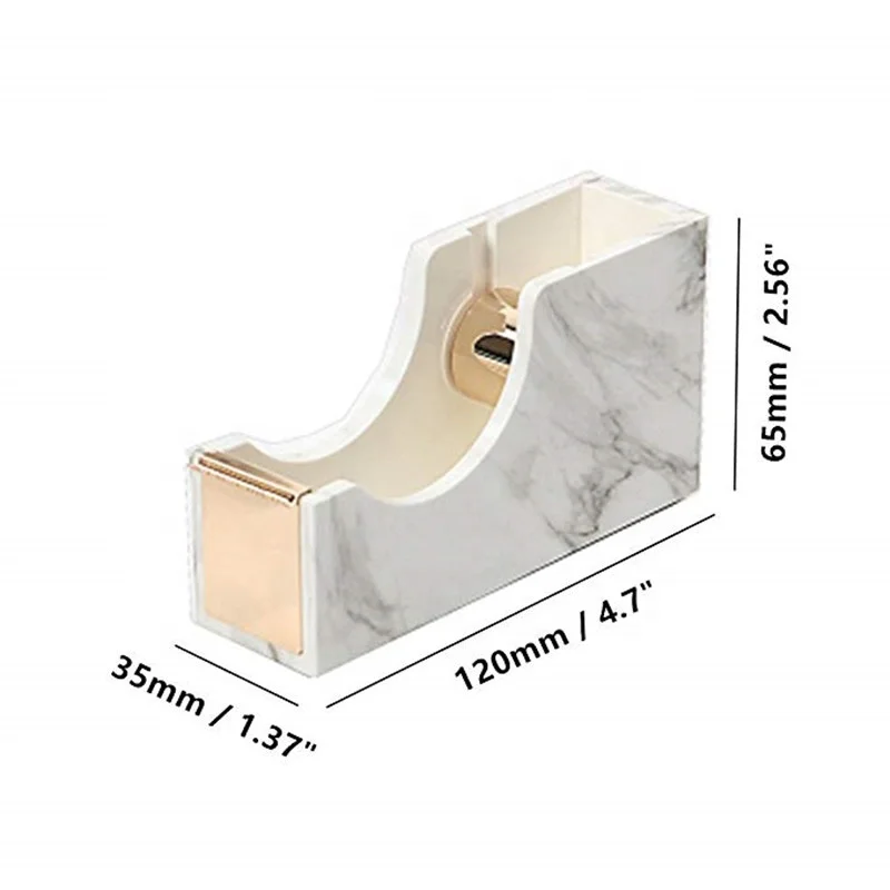 Marble White Desk Organizers Set  Gold Stapler Staples Tape Dispenser Pen  Holder