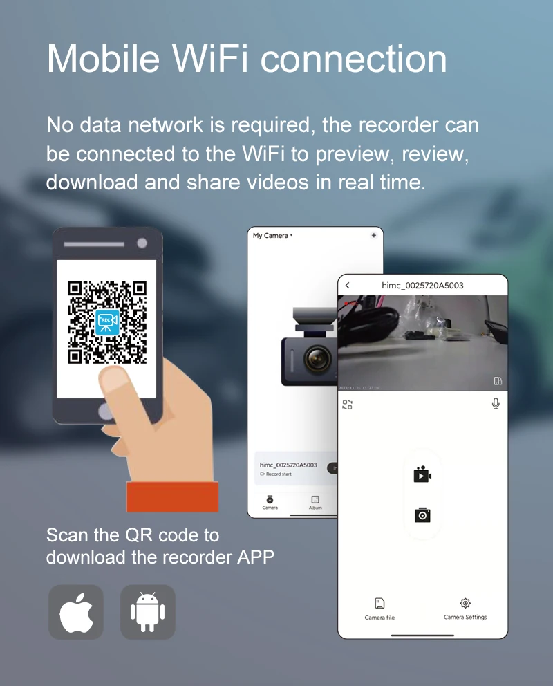 AD300H Hidden 2K S0NY IMX335 Dash Cam WiFi GPS  Dual Camera Dashcam With 140 Degree Ultra High-definition Wide Angle Lens