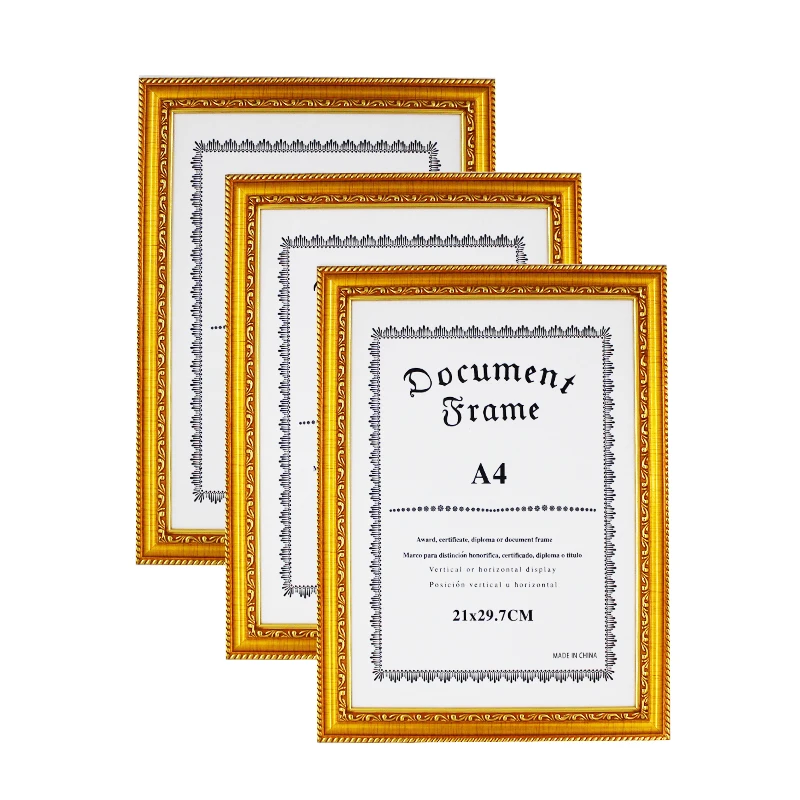 JUNLIN New Product European Style Pattern  A4 PS Gold Picture Frame
