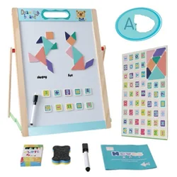 colorful wooden multi functional drawing board with chalk pen,magnetic drawing board toy for kids