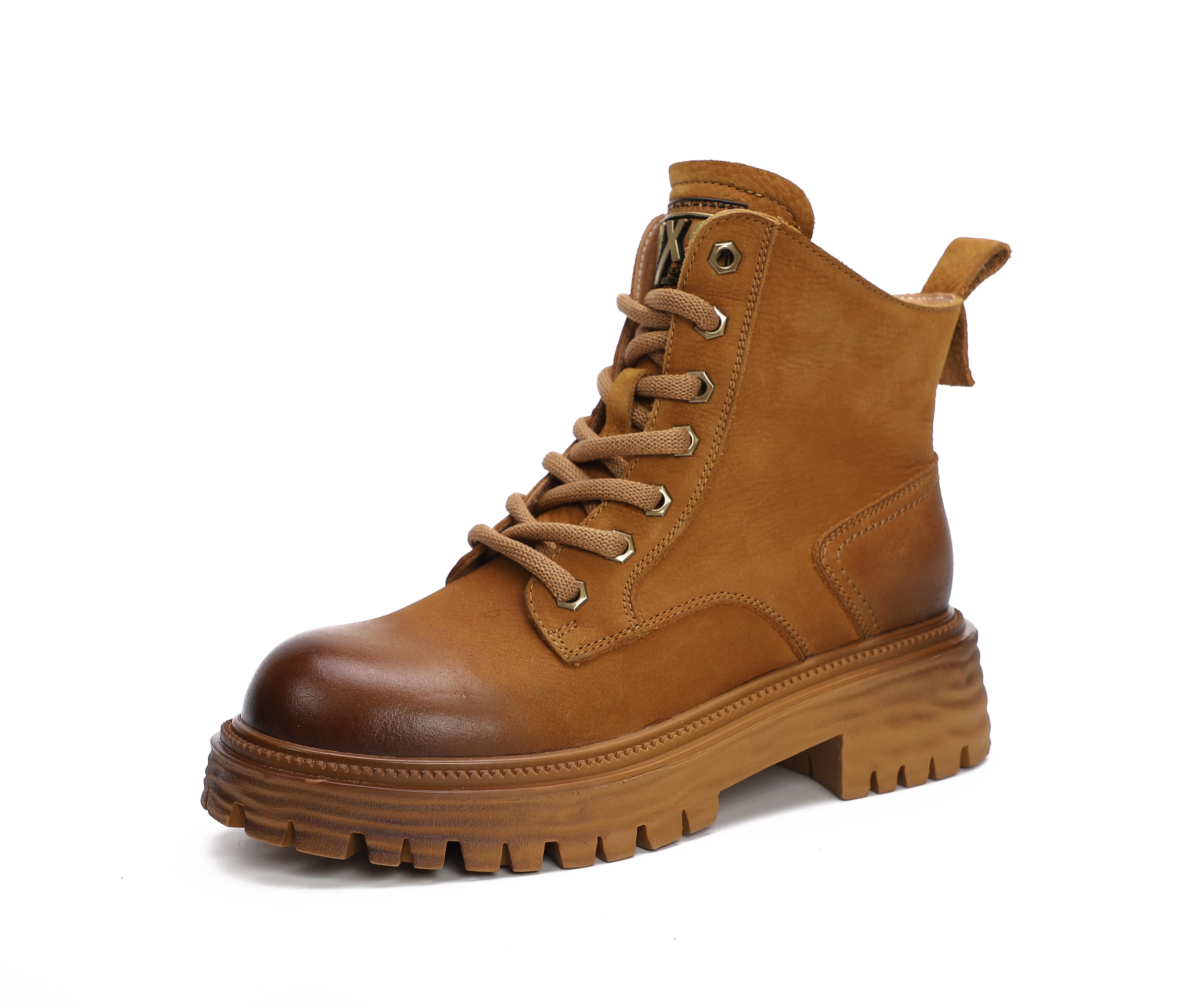 Guangzhou leather shoes factory wholesale thick bottom Nubuck cow leather vintage martin boots motorcycle boots