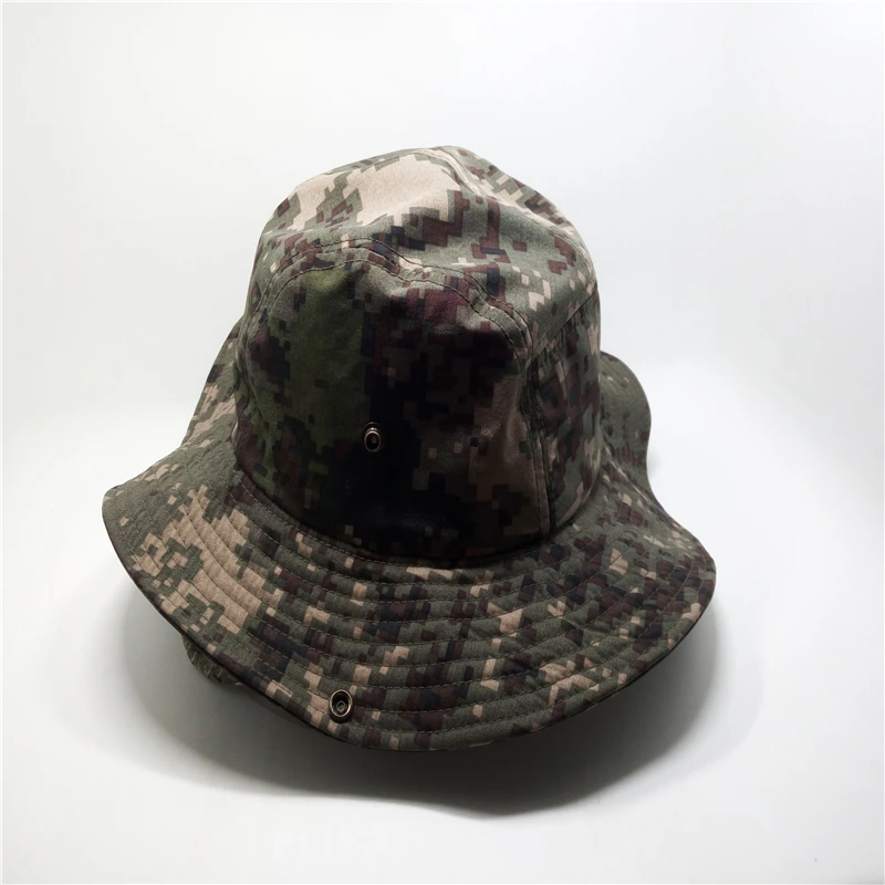 Custom Full Printed Camo Boonie Hat Fisherman Caps Wholesale Outdoor Quick Dry Wide Brim Hiking Bucket Hat