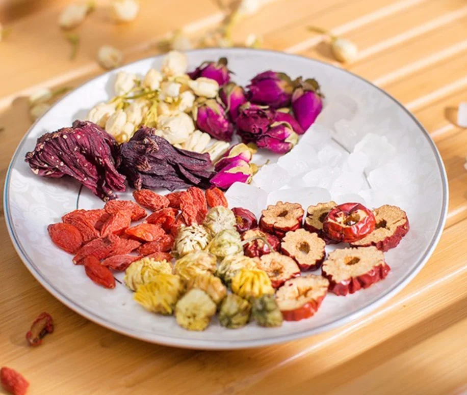 Chinese flower fruits tea Hibiscus red dates chrysanthemum gojiberry beauty detox release herbal tea