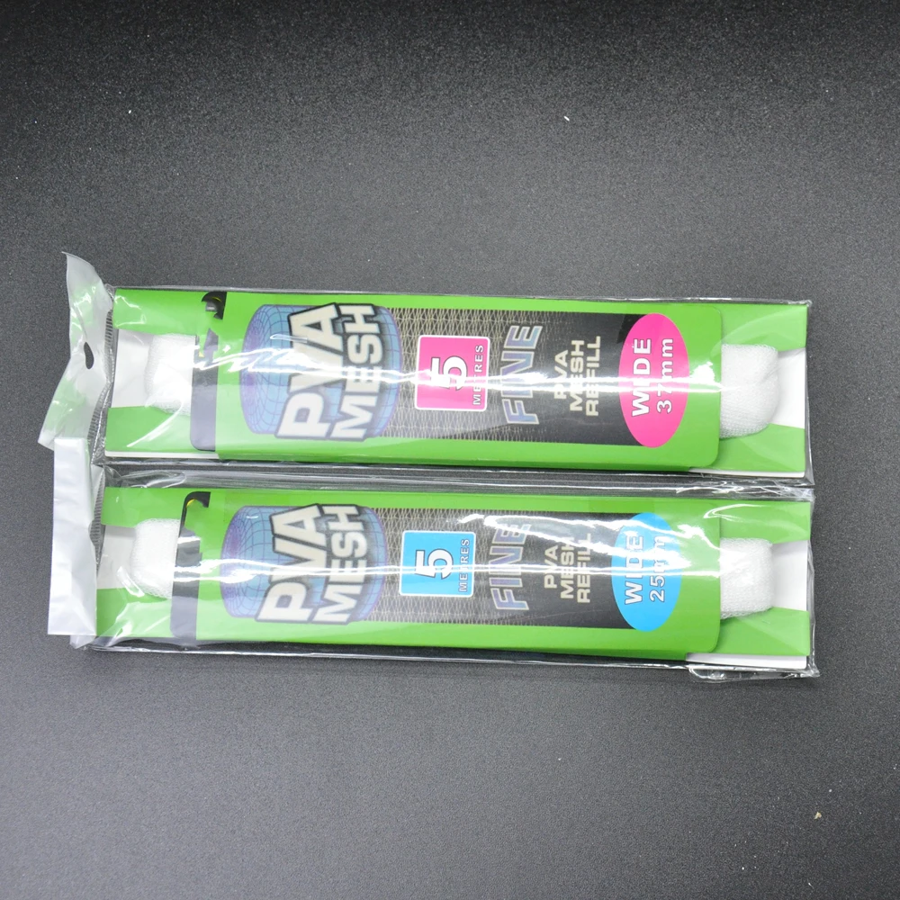 Stock 5M PVA 37mm Wide Mesh Refill Water Soluble Carp Fishing Stocking Boilie Rig Dissolving Bait Net Wrap Bags
