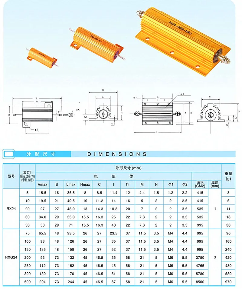 Aluminum   Breaking Wirewound Resistor 0.1R 0.2R 100R 500R 1K 2K  200w Rx24