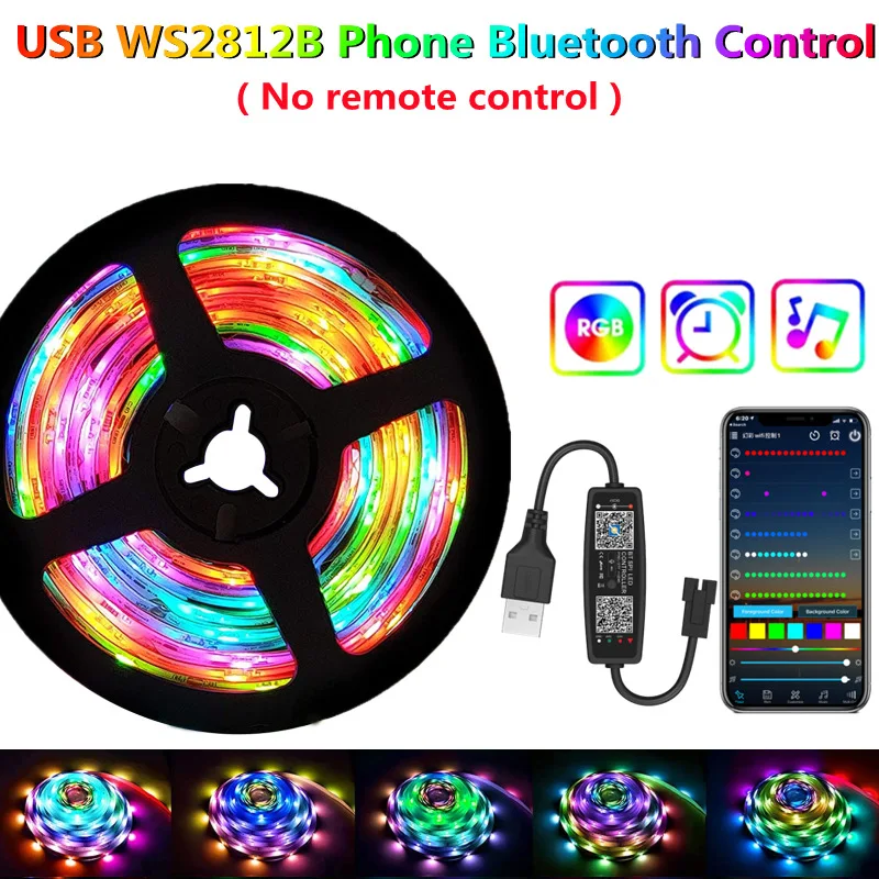Smart RGB LED Strip Light Wireless  Remote Control Flexible Neon Flex Rope for Night Time Home Decor