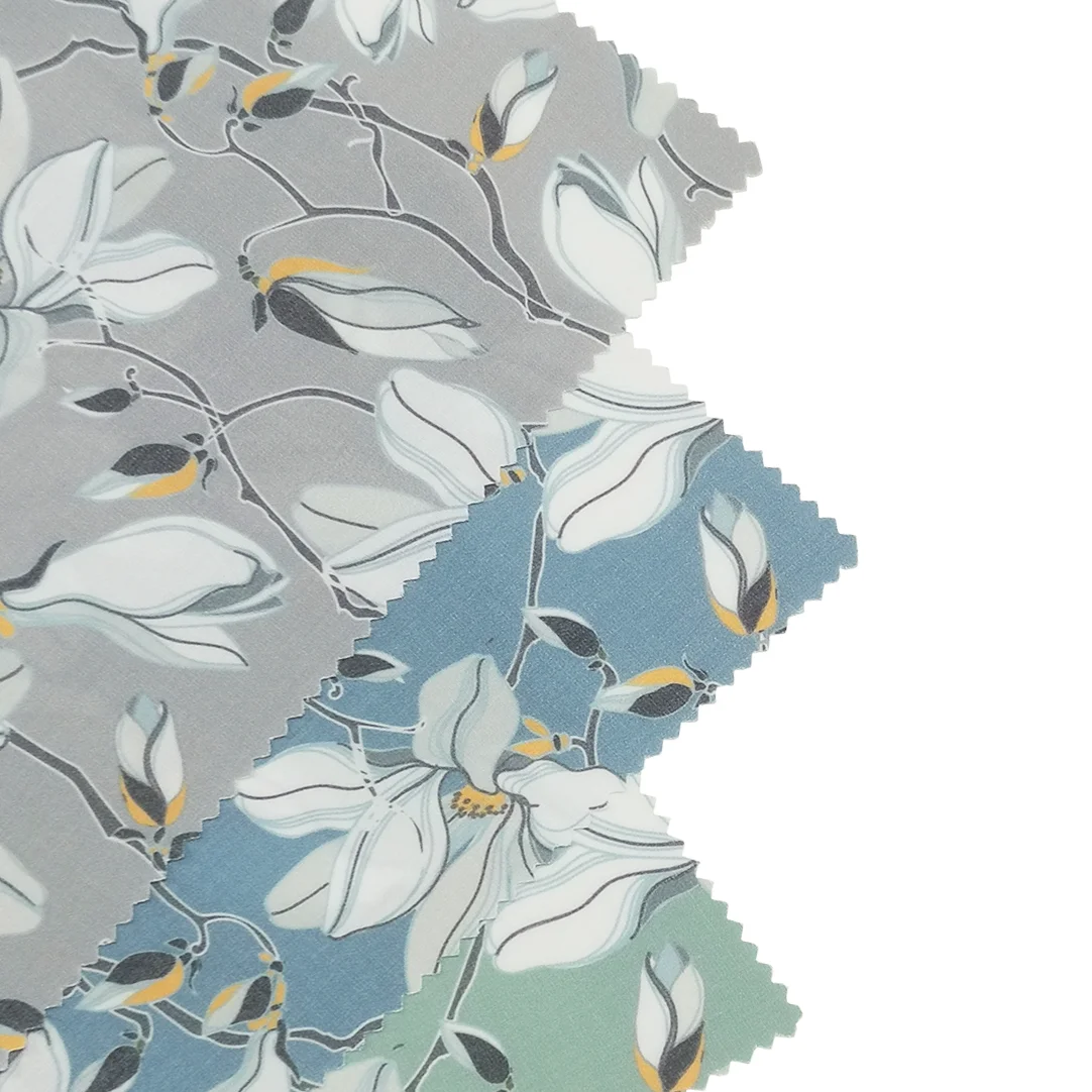 Ткань из полиэстера, вискозы, спандекса с цветочным принтом для мужских рубашек