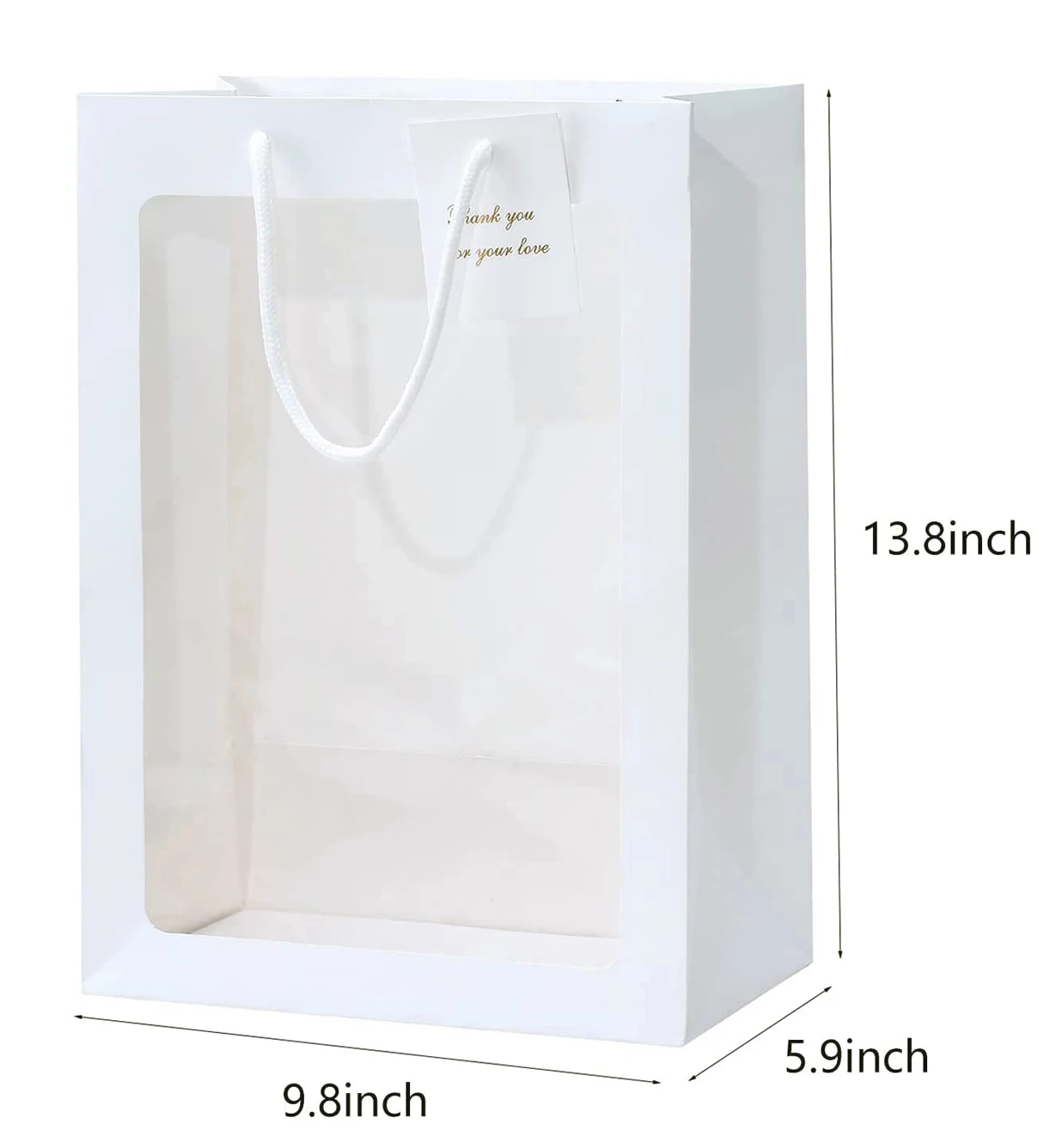 Clear Window Gift Toys Packaging Bag Bouquet Paper Carry Hanging Gift Bags For Luxury Flowers