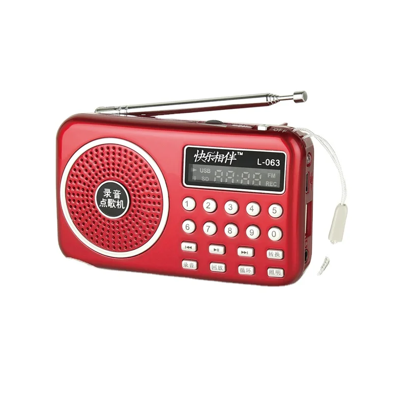 Портативный мини-музыкальный плеер fm радио динамик L-063 mp3 с диктофоном