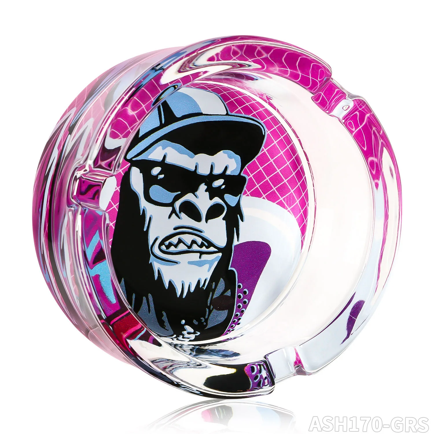 Custom Logo 85mm Cartoon Round Smoking Clear Ash Tray Set Crystal Cheap Portable Glass Ashtray For Cigar
