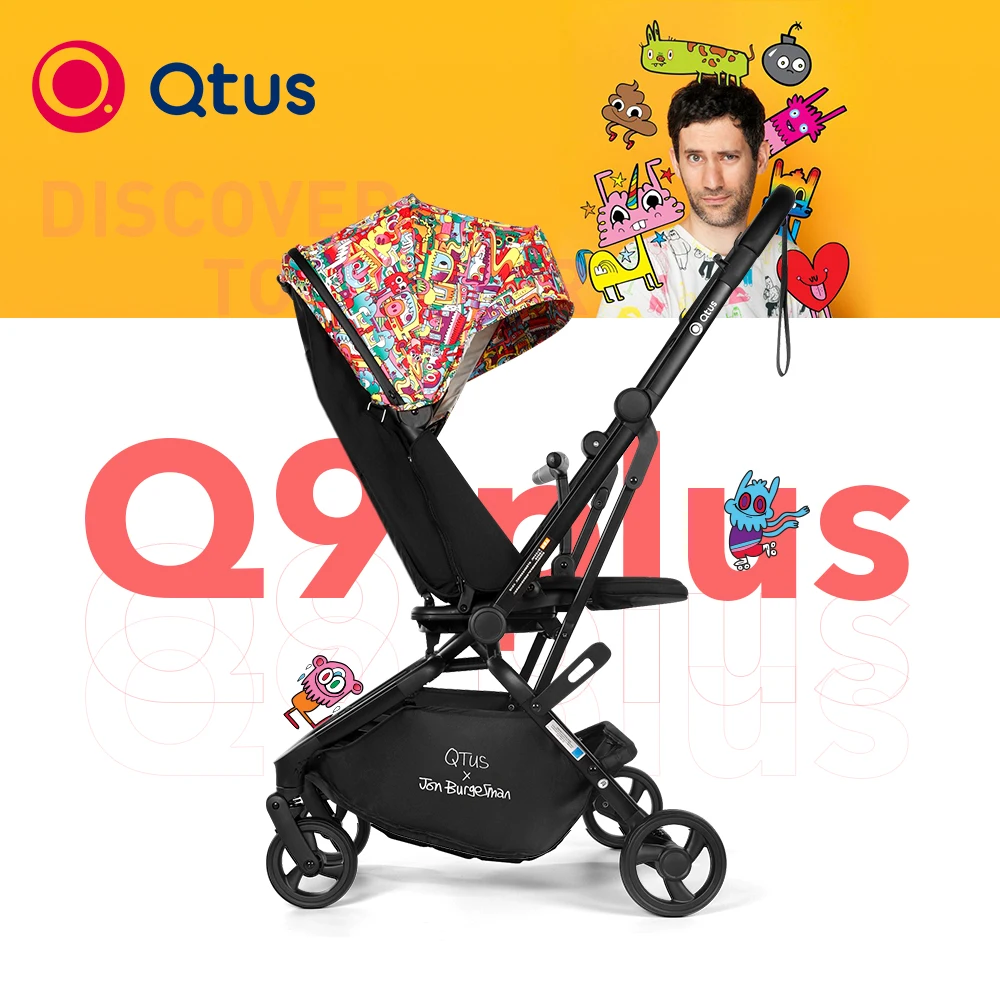 QTUS Lark Pro Compact Stroller, High view / landscape, 360 Rotation Reversible, grows with baby, new born to 4 years, Black