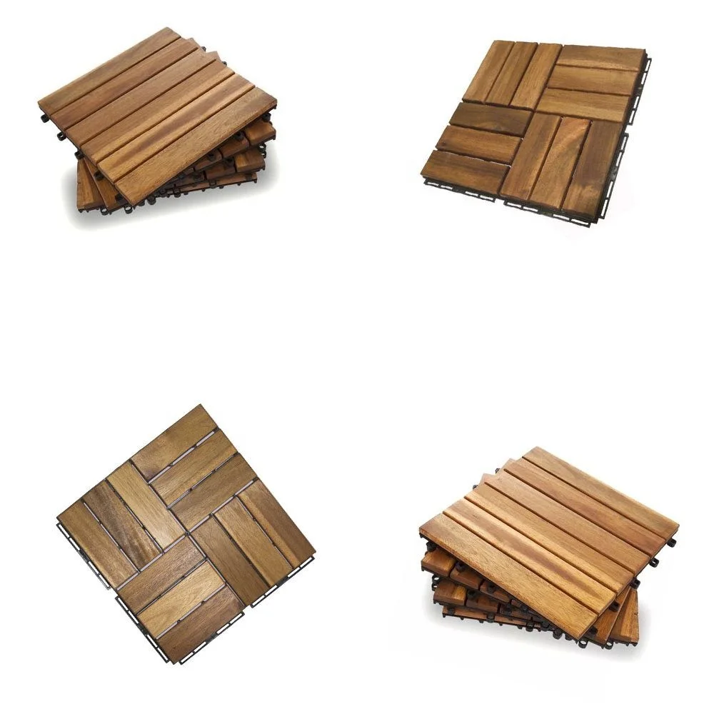 Плетеная напольная плитка из дерева акации, пластиковая композитная плетеная напольная плитка B6738