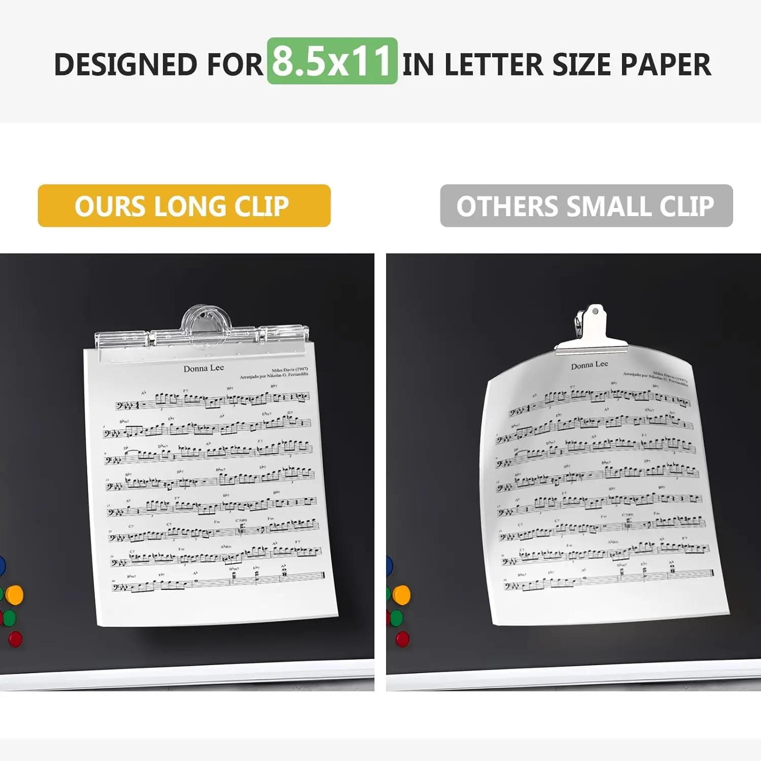 Acrylic Magnetic Clips, Long Magnetic File Clip for Fridge and Board