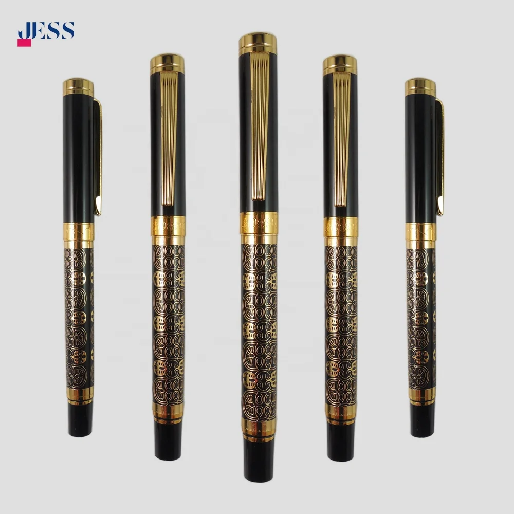 Тонкий чернильный картридж с чернильным наконечником, металлическая винтажная перьевая ручка с китайским тиснением и компасом сверху