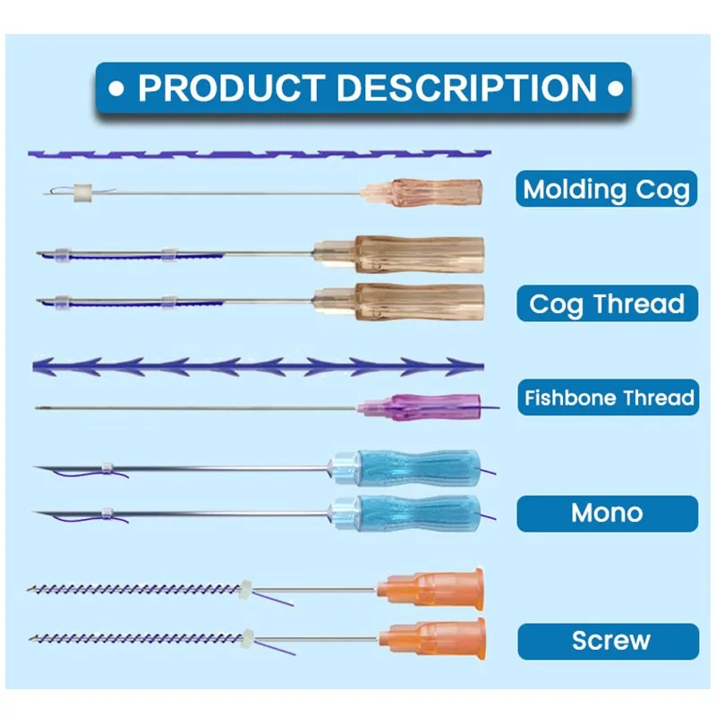 Curved suture cosmetic cog 4d 23G 90mm barbed facial lifting pdo thread with sharp needle