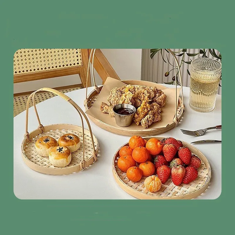 Customizable Bamboo Products Handmade Bamboo Woven Cake Baskets Bamboo Woven Small Baskets