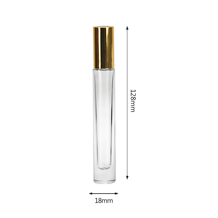 Wholesale 10 ml transparent thick bottom essential oil bottle roll on glass 10ml roller perfume bottle with stainless steel ball
