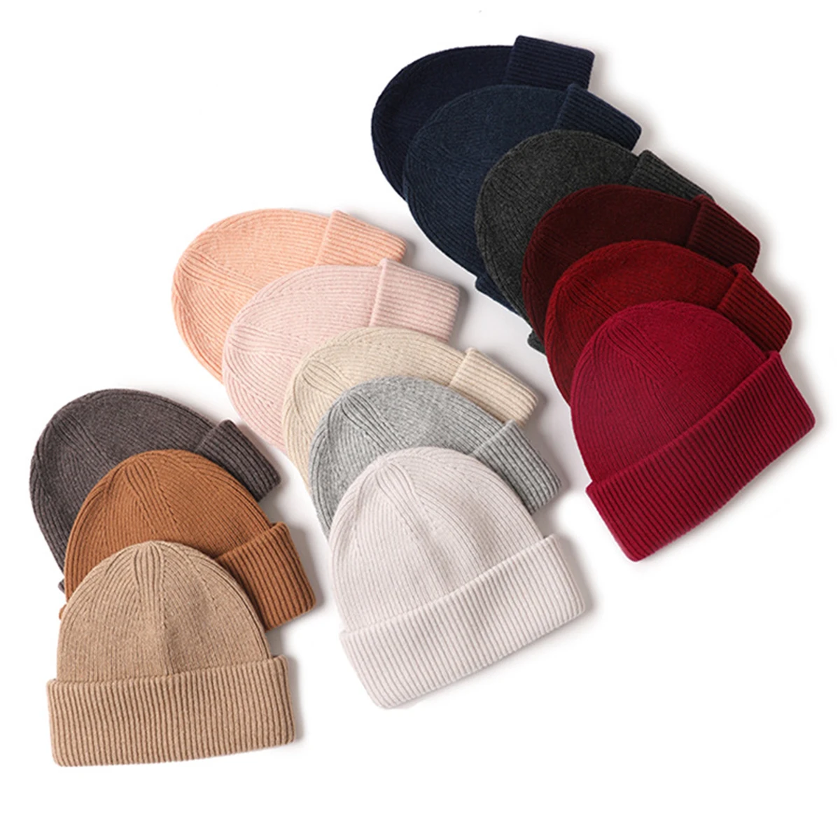Wholesale Customize Logo Wool Cashmere Knitted Beanie Custom Design Winter Caps Hats Women 100% Pure Wool Beanies Hats For Men