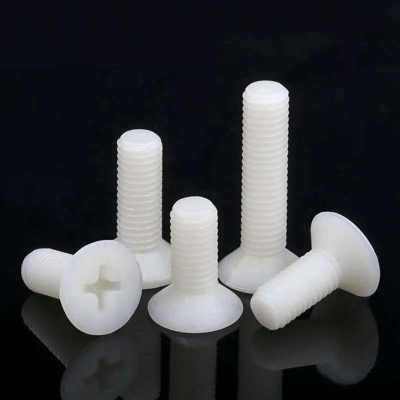 Sandingsheng in stock high quality black white flat head countersunk head PA66 polyamide nylon plastic bolt