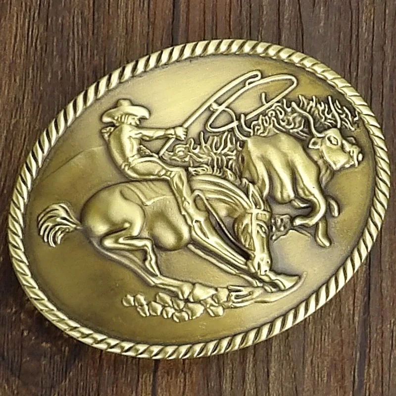 Custom design vintage cowgirl cowboy western belt buckle