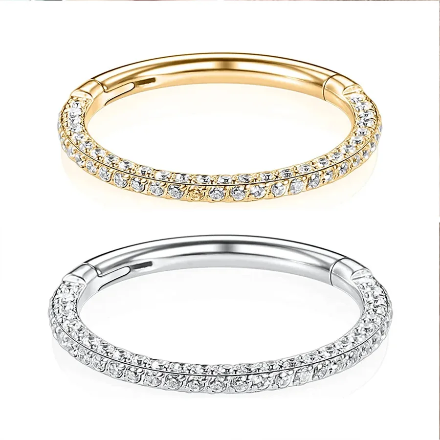 16G G23 Titanium Gold Plated Body Piercing Jewelry Septum Clicker Lip Rings Hinged Segment Cartilage Earrings Nose Rings