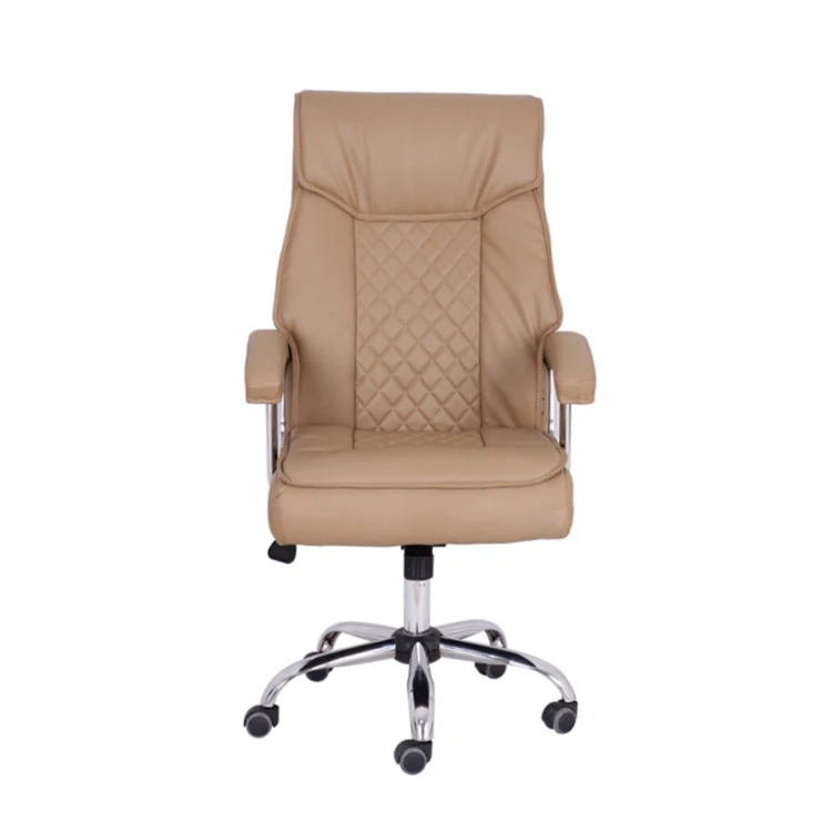 
Comfortable luxury light brown leather office chair ergonomic swivel 