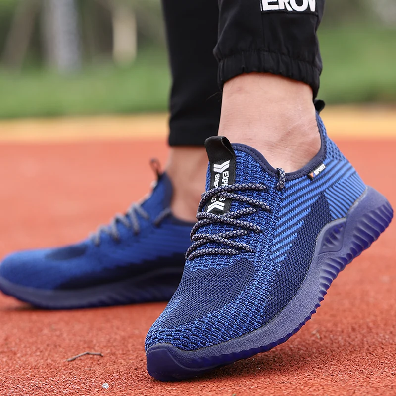 SF9001 new wholesale flying knit anti smash steel toe casual sport safety shoes men
