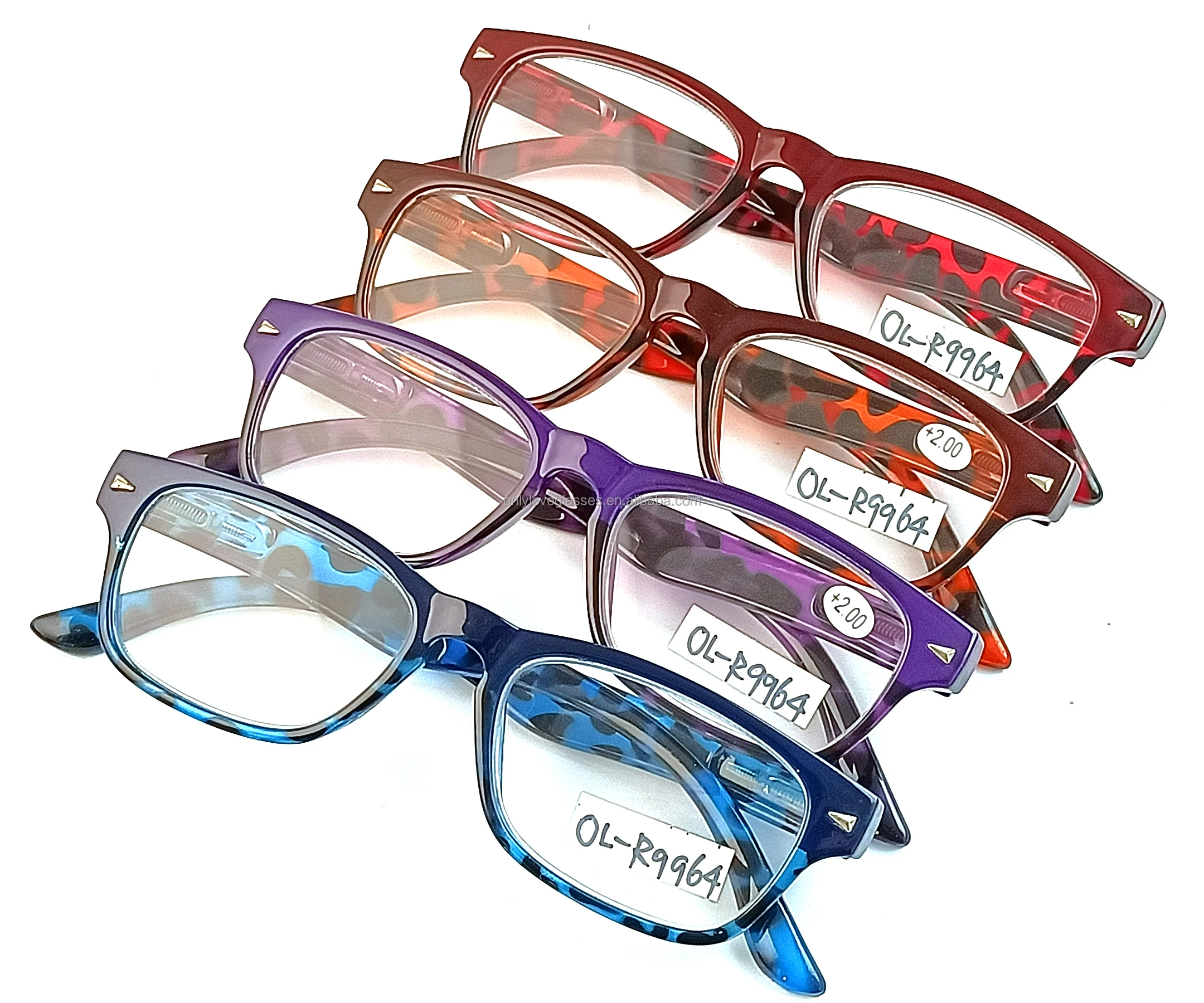 Retro spring hinge cheap plastic  reading glasses