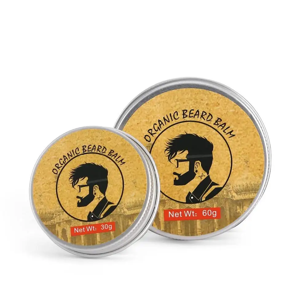 Private Label Organic Vegan Strengthen Soften Beard Wax Mustaches Men Beard Balm OEM Organic Beard Growth Balm With Shea Butter